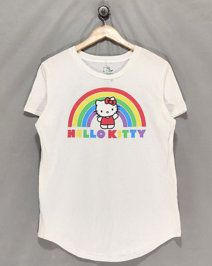 Hello Kitty White Cotton T Shirt For Women L