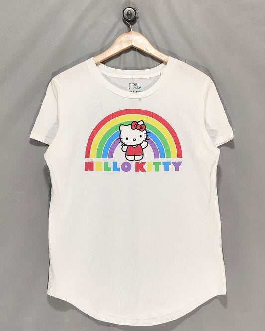 Hello Kitty White Cotton T Shirt For Women L