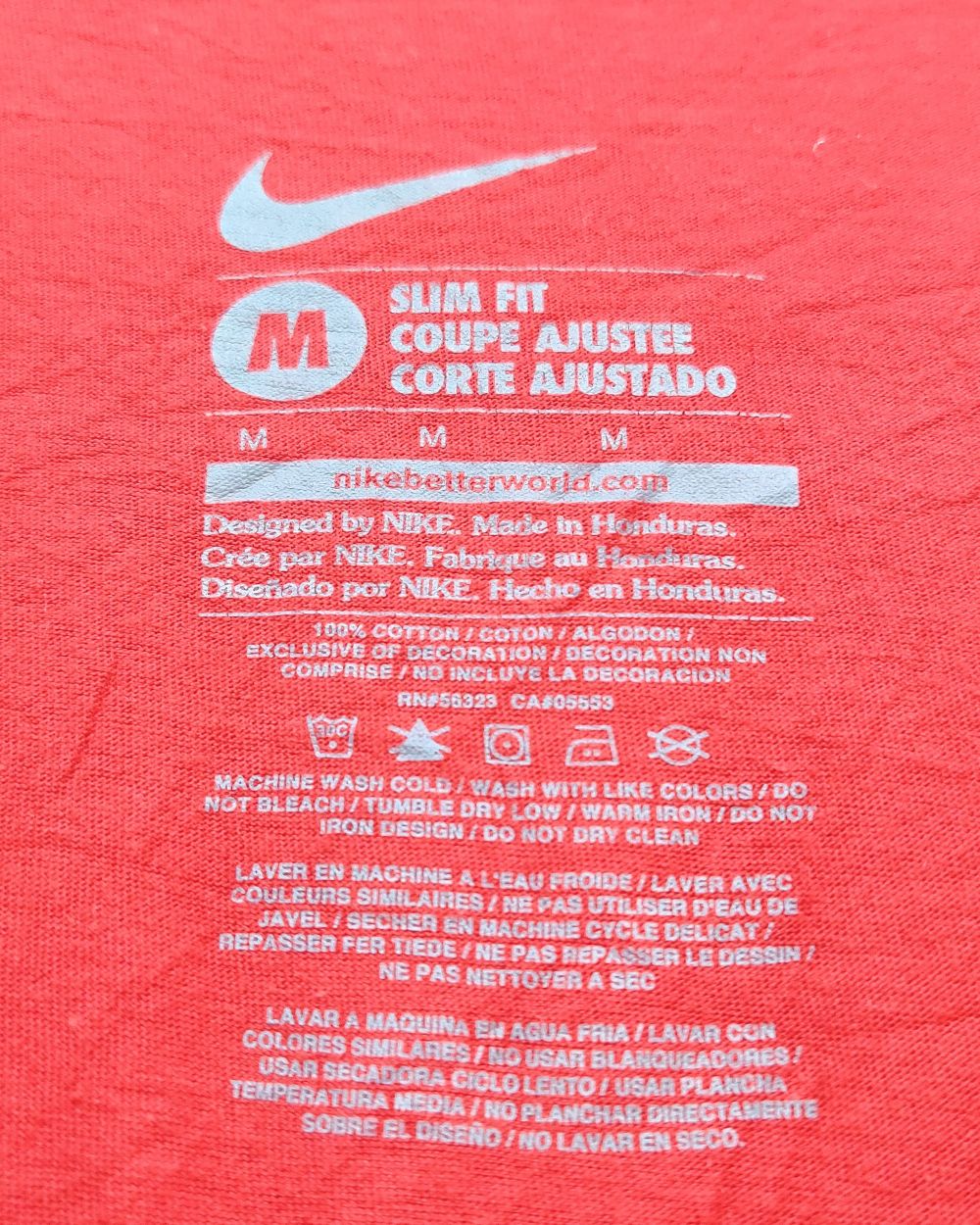 Nike Red Cotton T Shirt For Women M