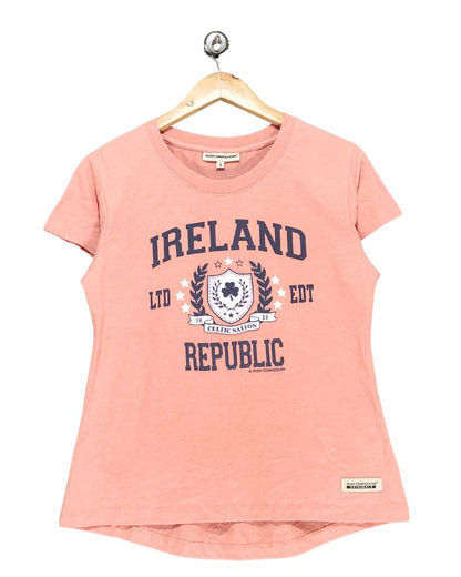 Irish Connexion Red Cotton T Shirt For Women L