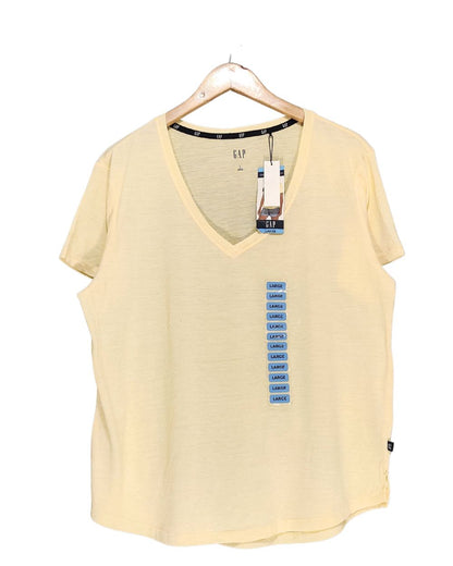 Gap Yellow Cotton T Shirt For Women L