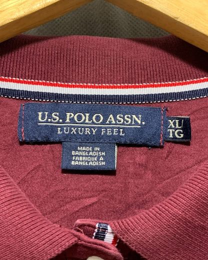 Polo U.S. Assn Maroon Cotton Polo T Shirt For Women XL