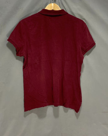 Polo U.S. Assn Maroon Cotton Polo T Shirt For Women XL