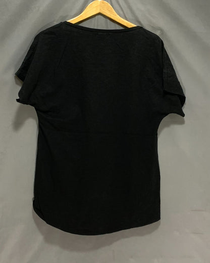 Lacoste Black Cotton T Shirt For Women L