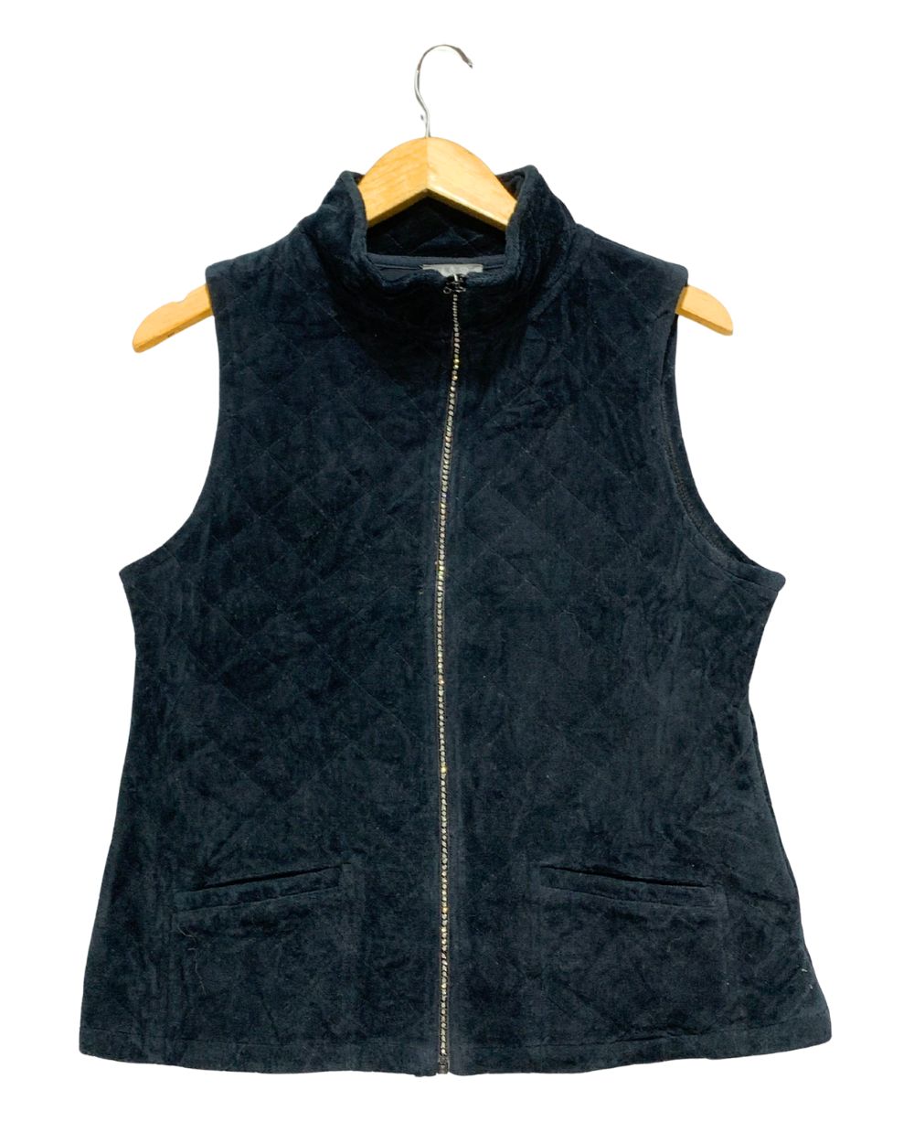 Relaxed Black Vest Jacket For Women L