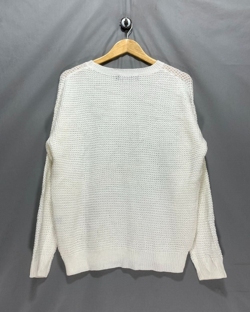 Merokeety  White Sweater For Women M