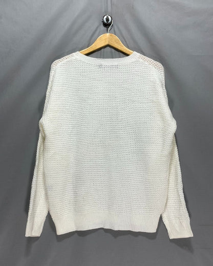 Merokeety  White Sweater For Women M