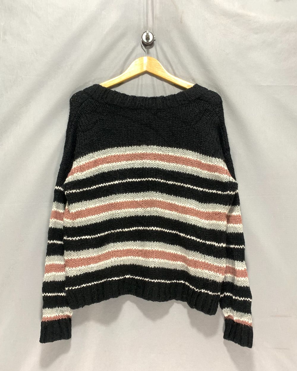 Pink Rose Black Sweater For Women M