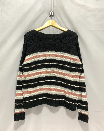 Pink Rose Black Sweater For Women M