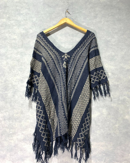 Thrift Queen Blue Cape Shawl For Women