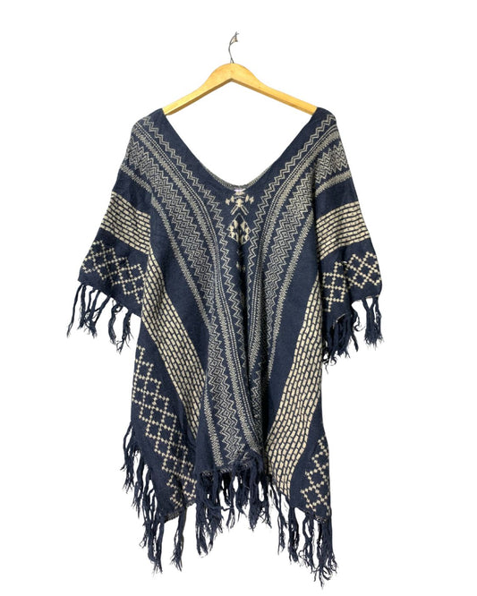Thrift Queen Blue Cape Shawl For Women