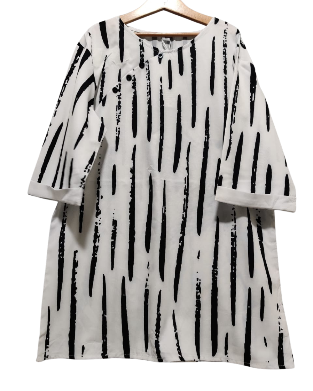 Thirft Queen White and Black Shaffon For Women Top XS