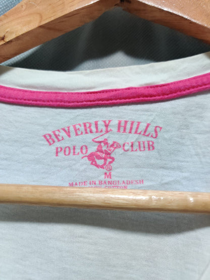Beverly Hills White Cotton T Shirt For Women Medium